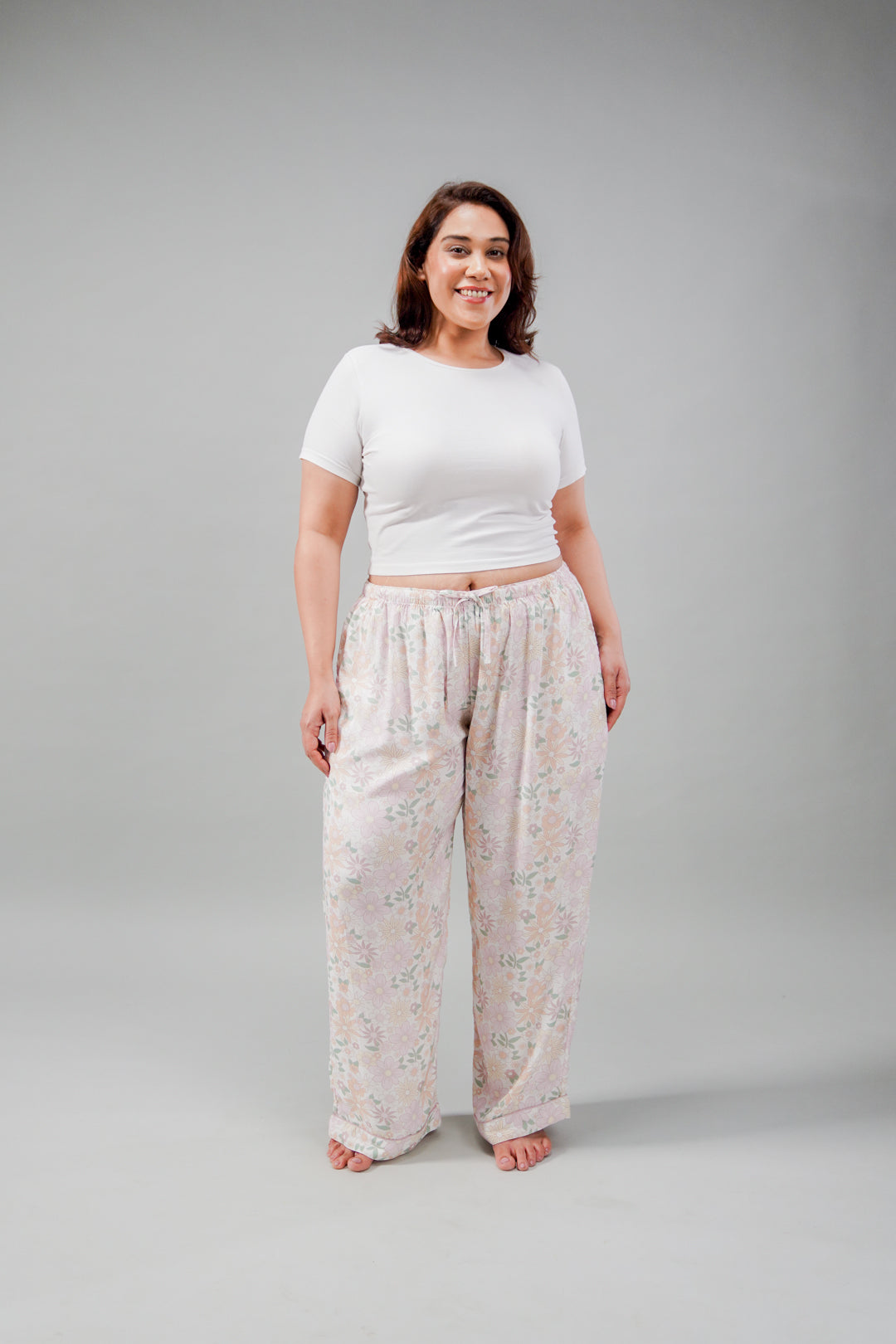 Pastel Bloom Cotton Blend Women's Curve Pajama
