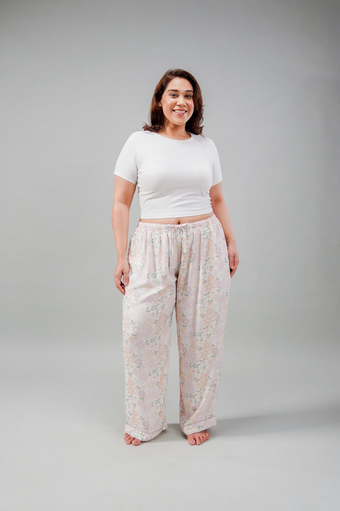Pastel Bloom Cotton Blend Women's Curve Pajama