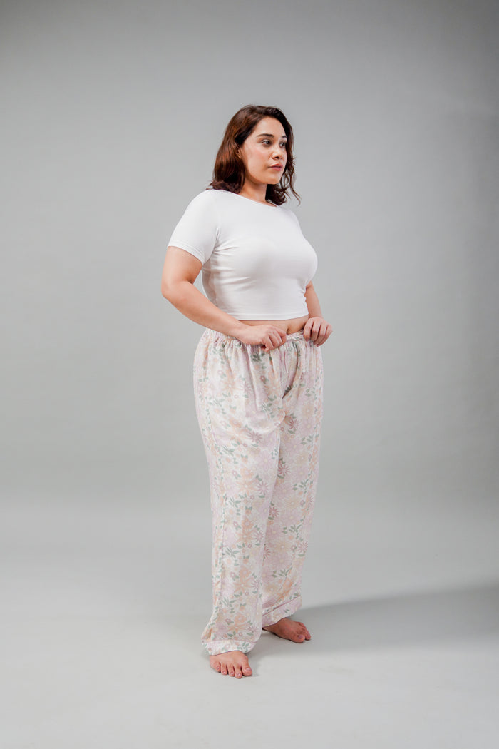 Pastel Bloom Cotton Blend Women's Curve Pajama