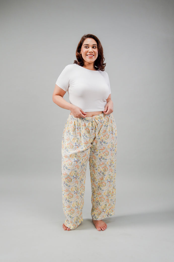 Autumn Garden Printed Cotton Blend Women's Curve Pajama