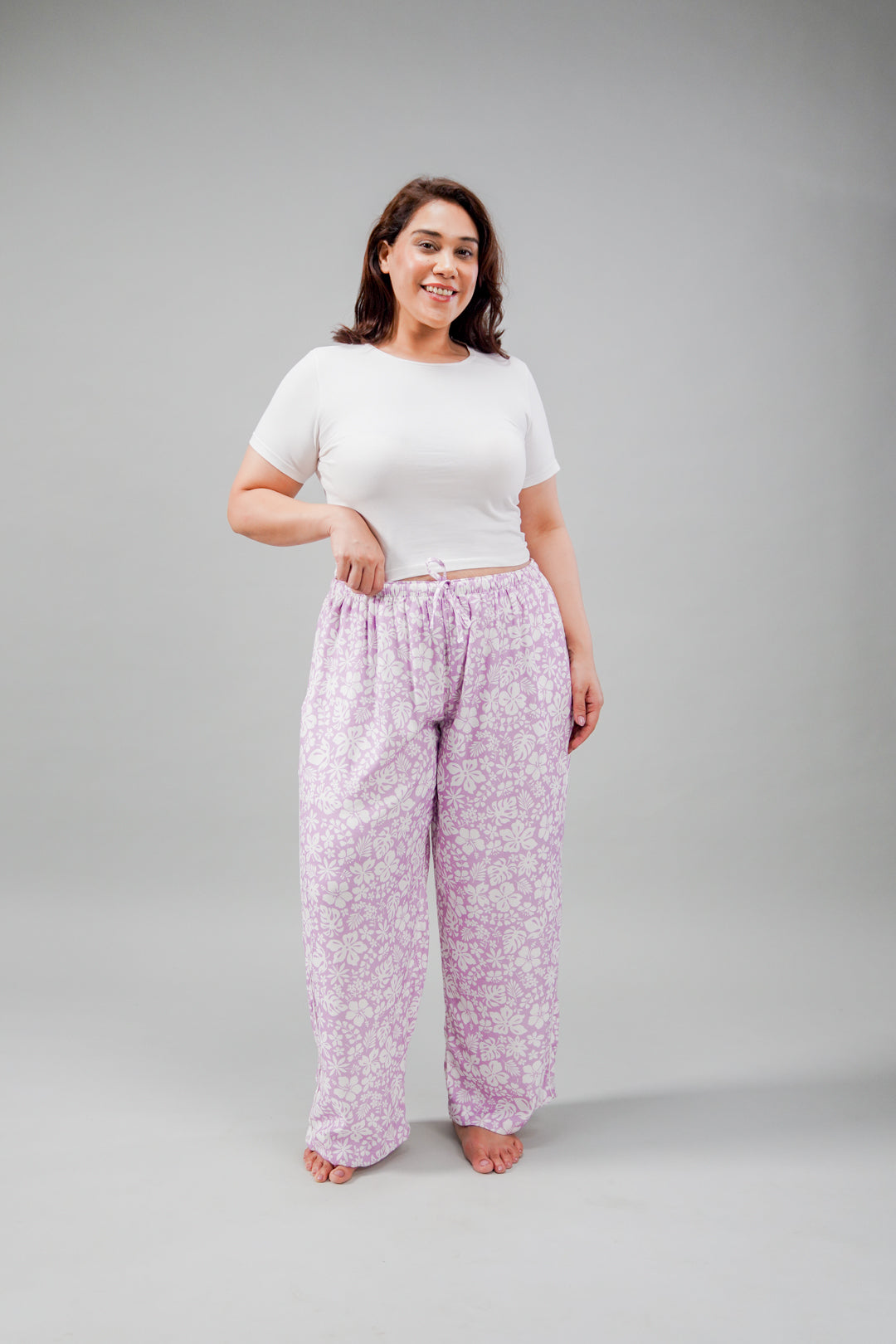 Lilac Bella Printed Cotton Blend Women's Curve Pajama