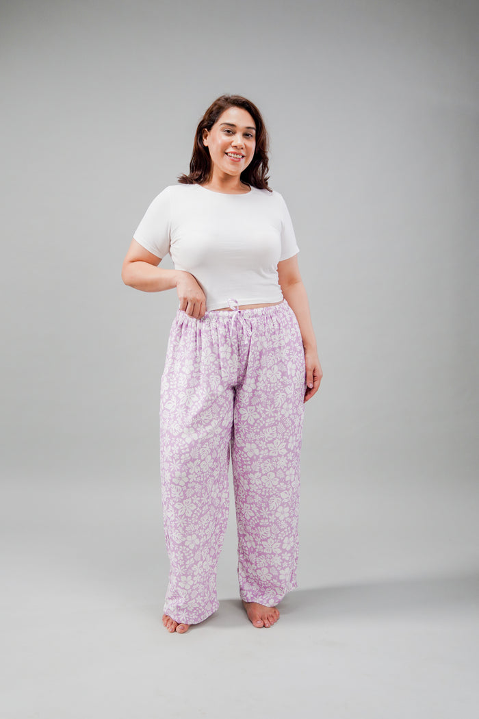 Lilac Bella Printed Cotton Blend Women's Curve Pajama