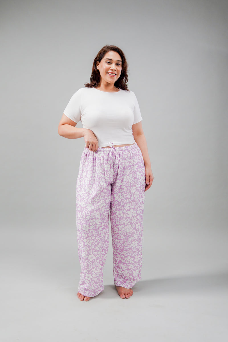Lilac Bella Printed Cotton Blend Women's Curve Pajama