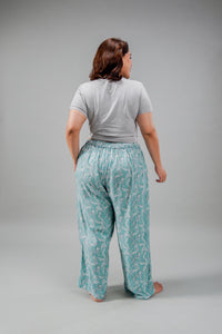 Aqua Fern Printed Cotton Blend Women's Curve Pajama