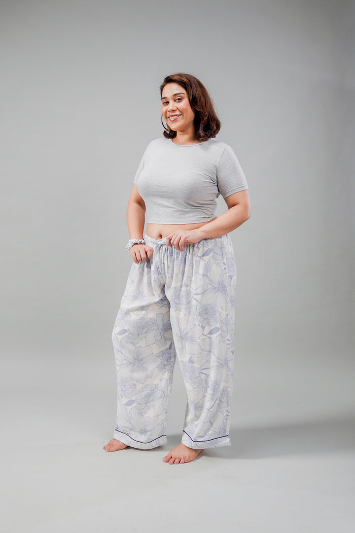 Ivy Blue Floral Cotton Blend Women's Curve Pajama