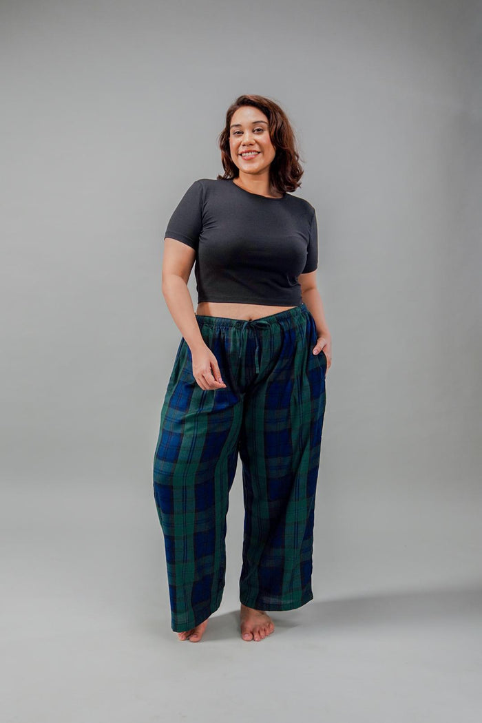 Emerald Check Cotton Blend Women's Curve Pajama