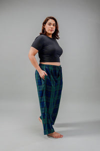 Emerald Check Cotton Blend Women's Curve Pajama