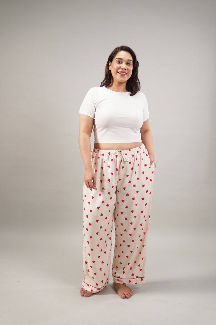 Sweetheart Print Women's Viscose Twill Curve Pajama