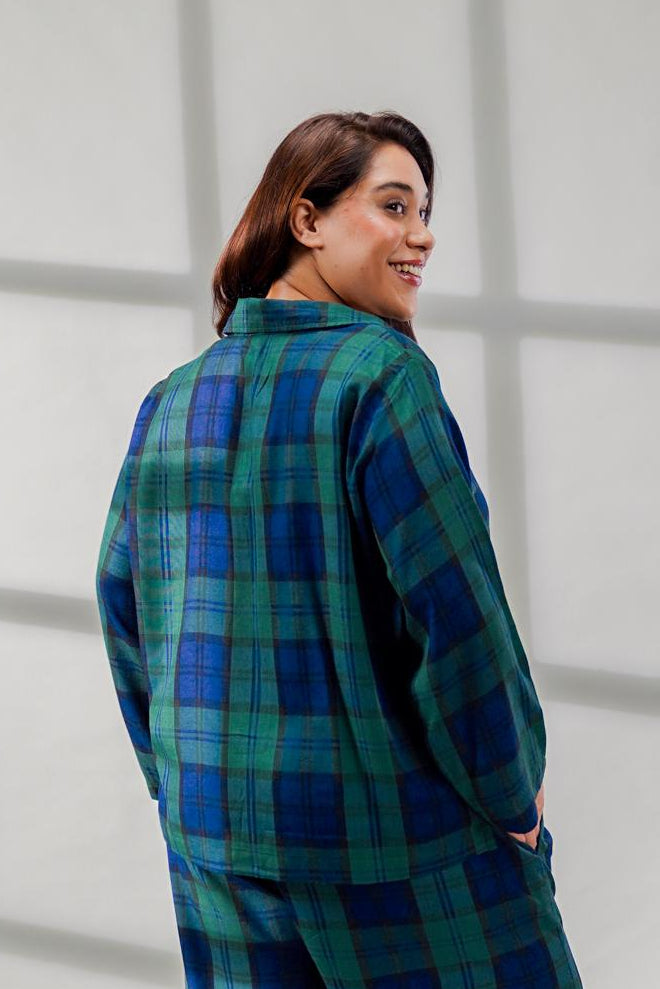 Emerald Check Women's Cotton Shirt- Full Sleeves