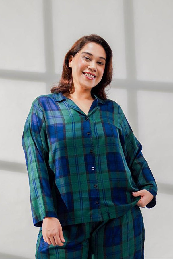 Emerald Check Women's Cotton Shirt- Full Sleeves