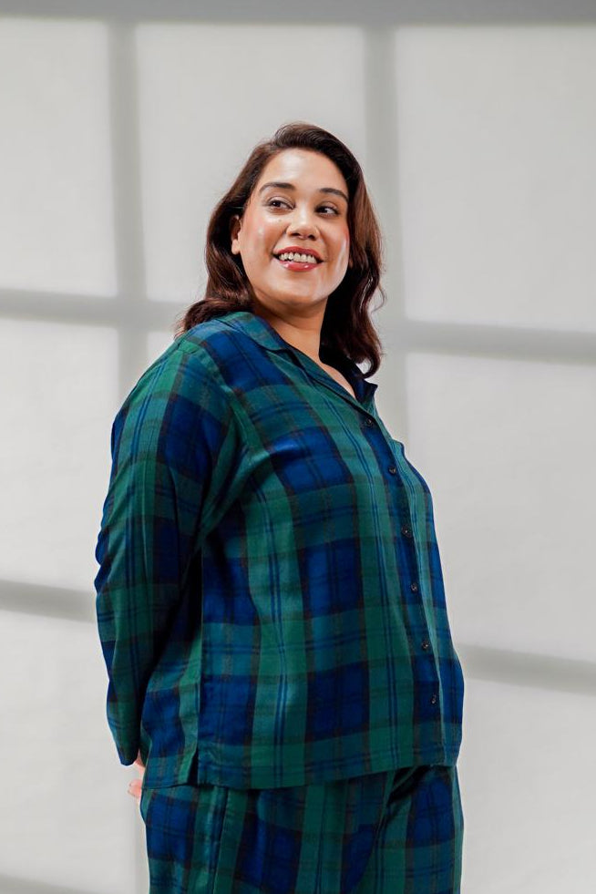 Emerald Check Women's Cotton Shirt- Full Sleeves