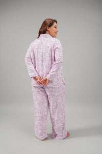 Lilac Bella Printed Cotton Blend Women's Curve Pajama Set- Full Sleeves