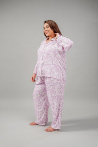Lilac Bella Printed Cotton Blend Women's Curve Pajama Set- Full Sleeves