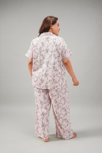 Anna Floral Cotton Blend Women's Curve Pajama Set - Half Sleeves