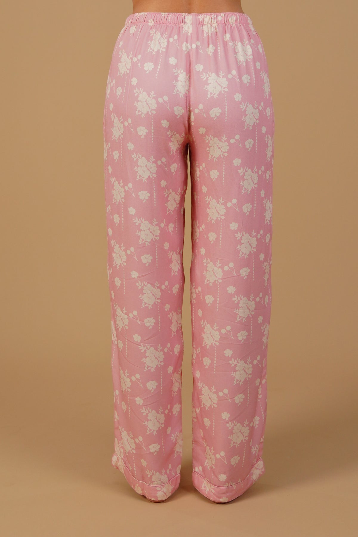 Pink Blossom Floral Printed Viscose Twill Women's Pajama