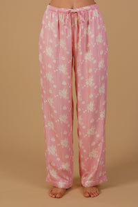 Pink Blossom Floral Printed Viscose Twill Women's Pajama