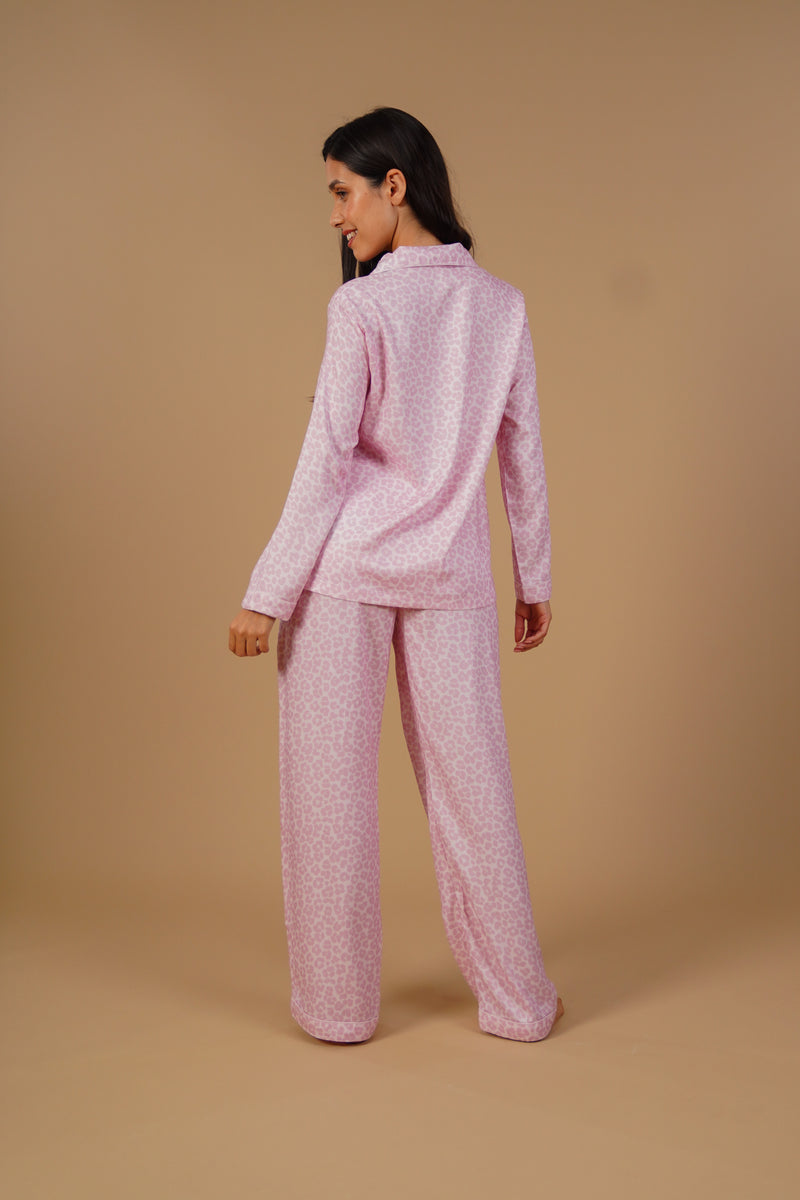 Rachel Leopard Printed Viscose Twill Women's Pajama Set - Full Sleeves