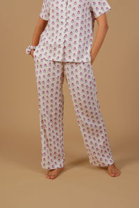 Aira White Floral Printed Viscose Women's Pajama Set - Half Sleeve