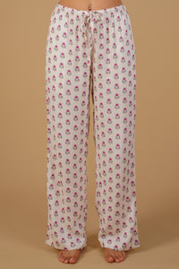 Aira White Floral Printed Viscose Women's Pajama