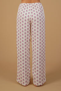 Aira White Floral Printed Viscose Women's Pajama