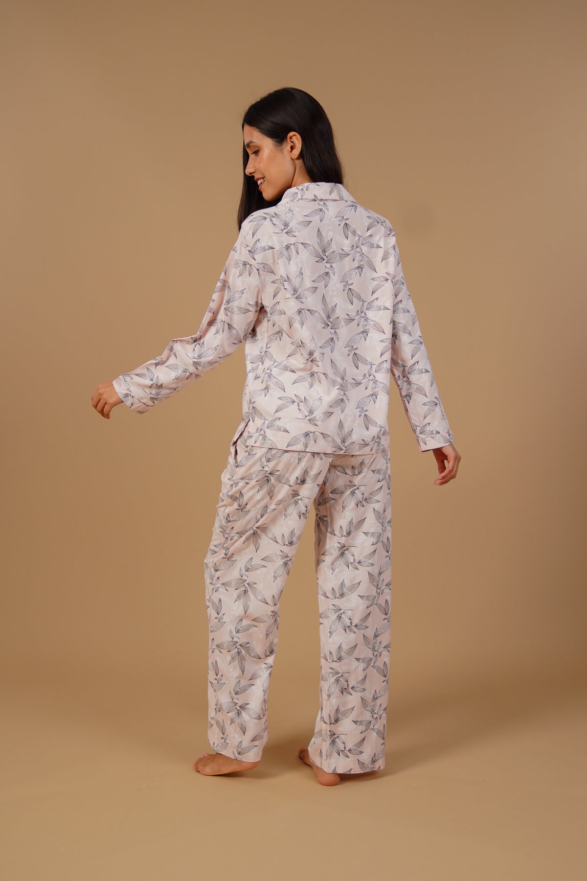 Anna Floral Cotton Blend Women's  Pajama Set - Full Sleeves