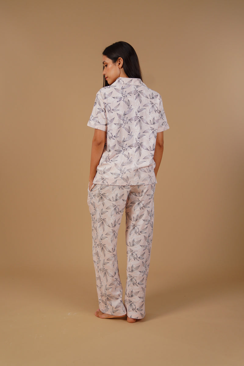 Anna Floral Cotton Blend Women's  Pajama Set - Half Sleeves