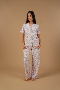 Anna Floral Cotton Blend Women's  Pajama Set - Half Sleeves