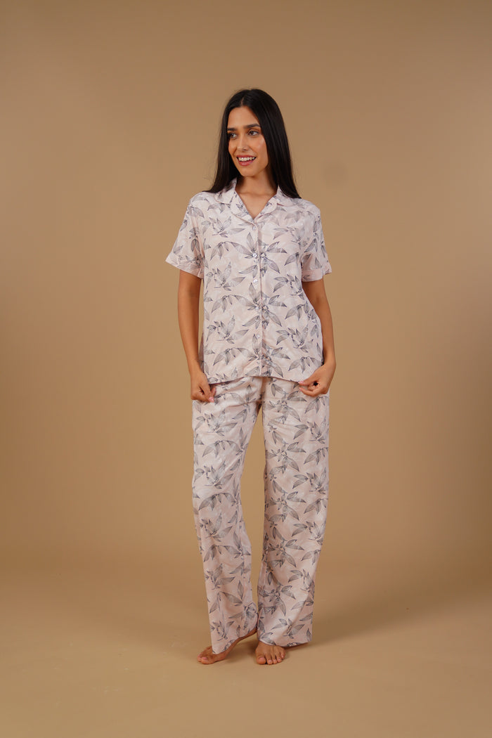 Anna Floral Cotton Blend Women's  Pajama Set - Half Sleeves