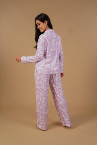 Lilac Bella Printed Cotton Blend Women's  Pajama Set- Full Sleeves