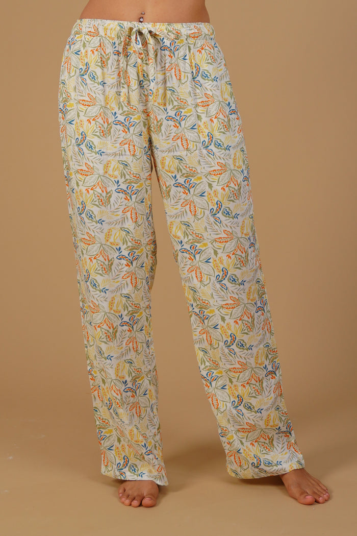 Autumn Garden Printed Cotton Blend Women's Pajama