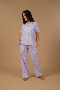 Nora Pin Check Cotton Women's Pajama Set - Half Sleeves