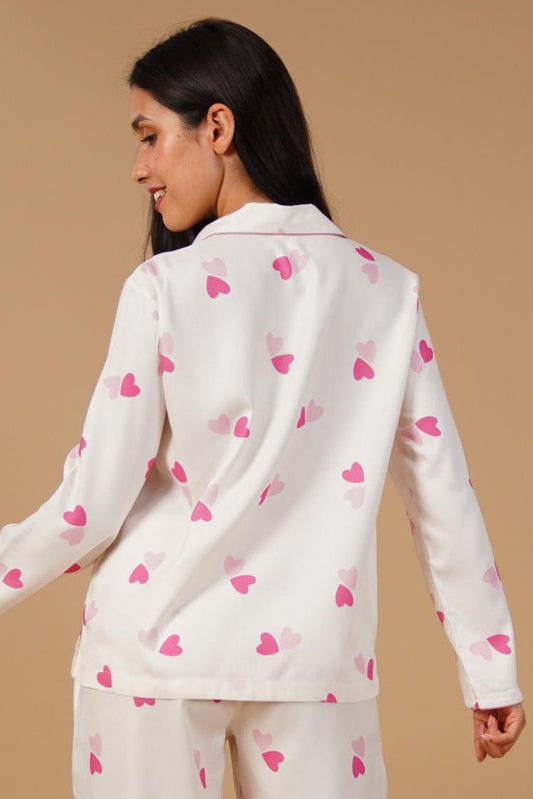 Amy Heart Printed Viscose Twill Women's Shirt Only - Full Sleeves