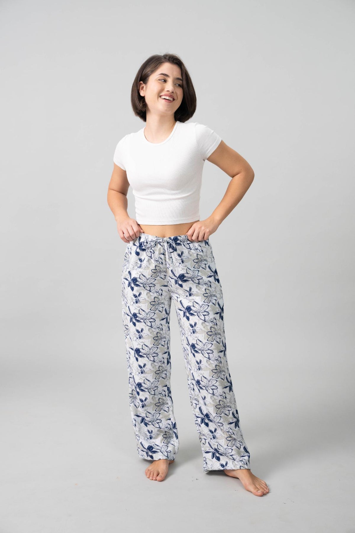 Haley White Floral Cotton Blend Women's Pajama