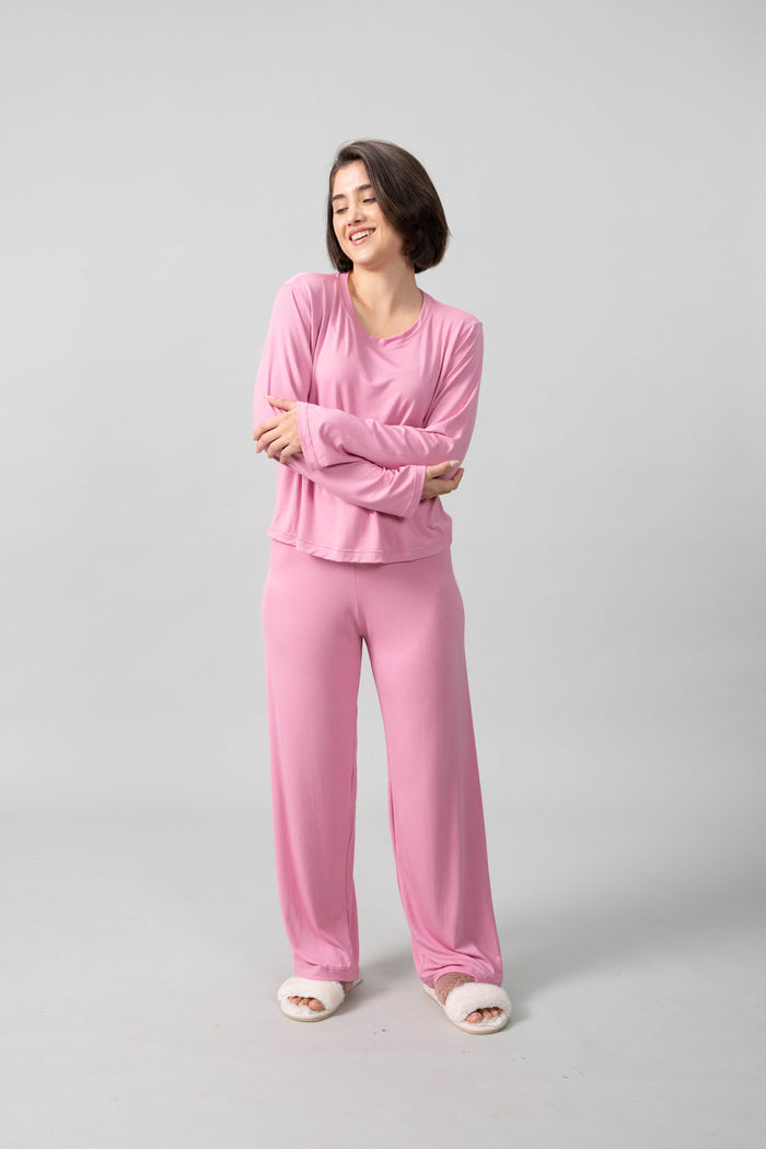 Coral Rose Lucy Butter-Soft Cotton Knit Women's Pajama Set- Full Sleeves