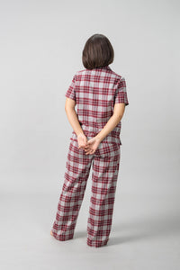 Ruby Plaid Cotton Twill Women's Pajama Set - Half Sleeve