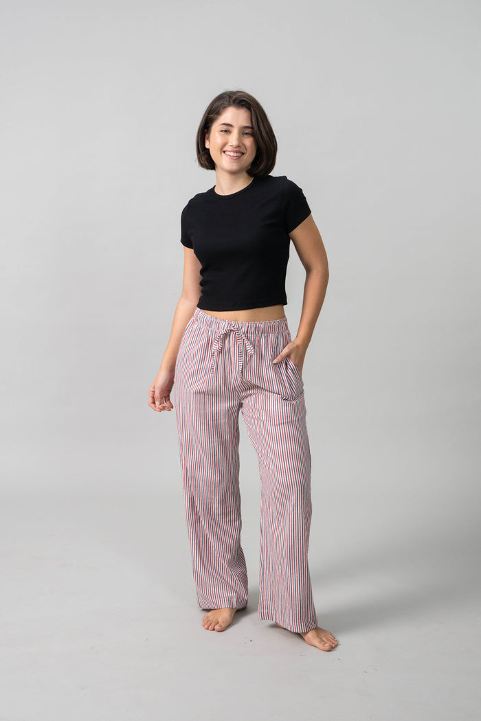 Scarlet Pinstripe Cotton Women's Pajama