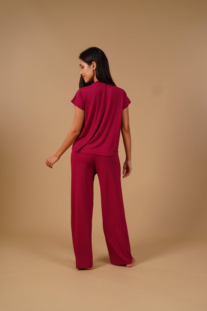 Plum Lucy Butter-Soft Bamboo Knit Women's Half Sleeve  Pajama Set