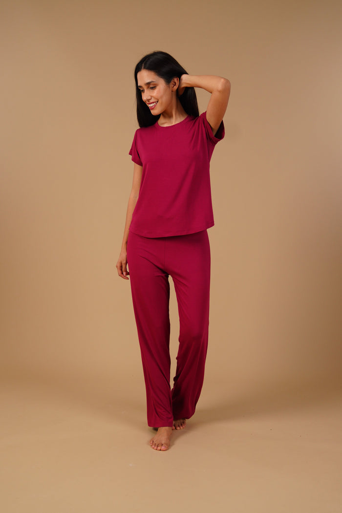 Plum Lucy Butter-Soft Bamboo Knit Women's Half Sleeve  Pajama Set