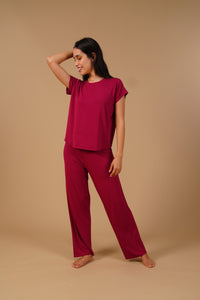 Plum Lucy Butter-Soft Bamboo Knit Women's Half Sleeve  Pajama Set