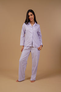 Nora Pin Check Cotton Women's Pajama Set - Full Sleeves