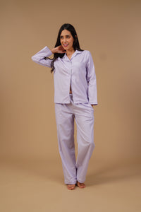 Nora Pin Check Cotton Women's Pajama Set - Full Sleeves