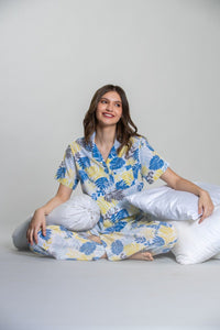 Sunset Island Viscose Women's Pajama Set - Half Sleeves