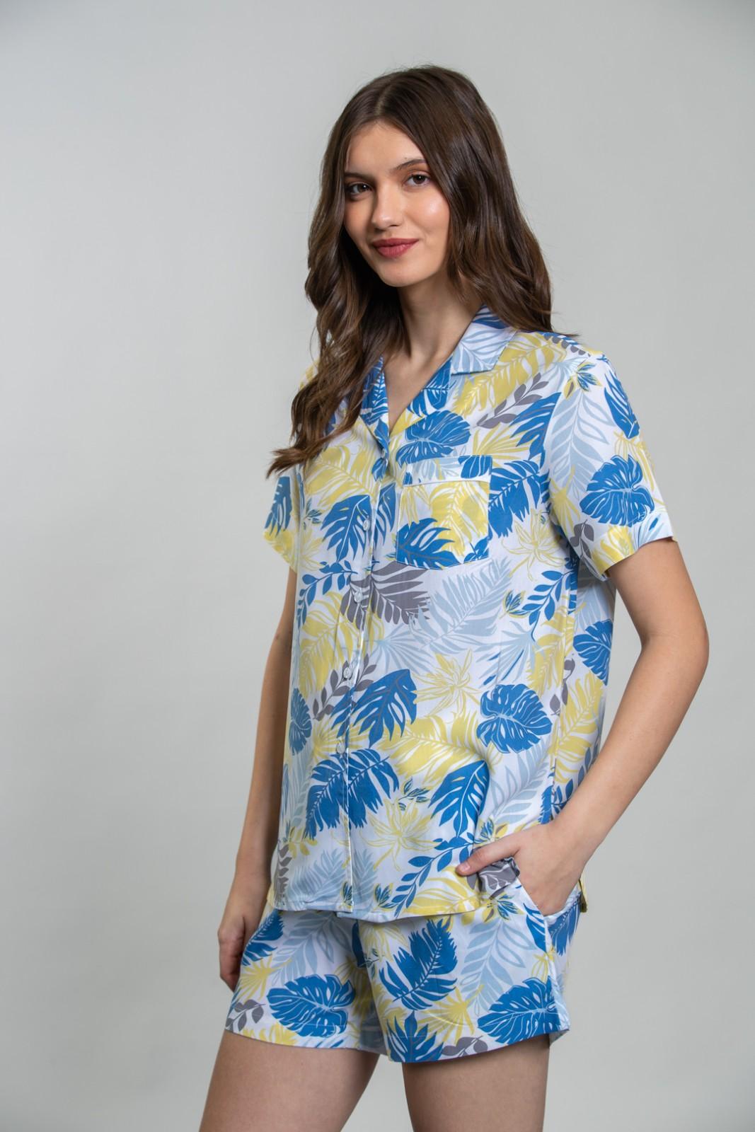 Sunset Island Viscose Women's Shorts Set - Half Sleeves