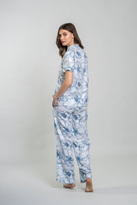 Grace White Floral Women's Pajama Set- Half sleeves