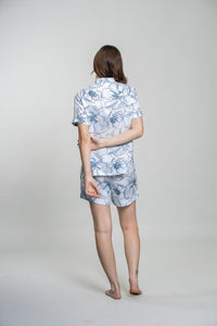 Grace White Floral Women's Shorts Set- Half sleeves