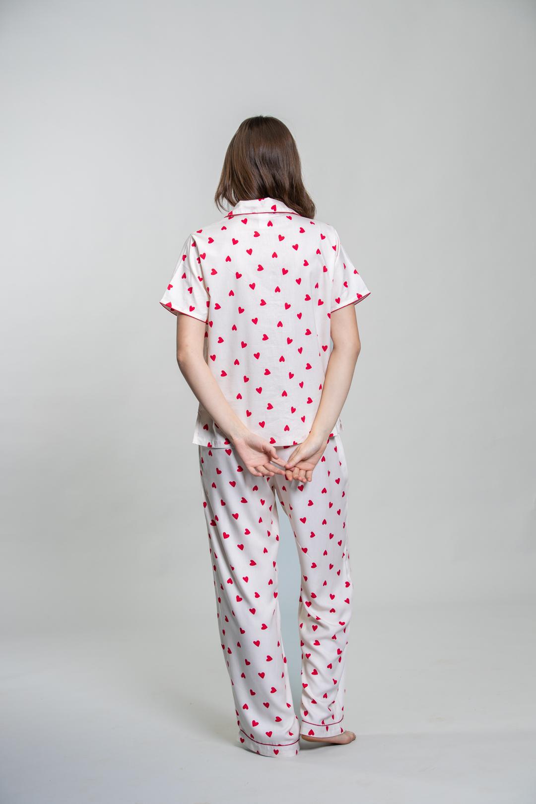 Sweetheart Print Women's Viscose Pajama Set