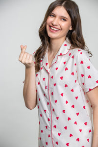 Sweetheart Print Women's Viscose Pajama Set