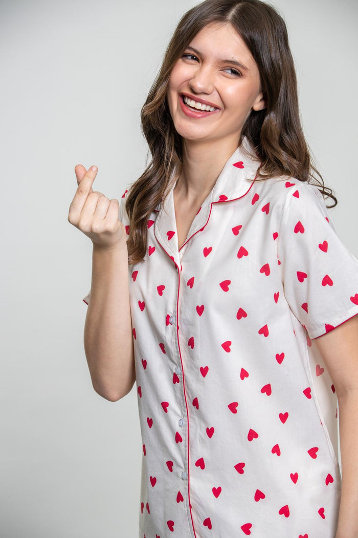 Sweetheart Print Women's Viscose Pajama Set