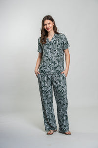 Eden Green Printed Cotton Blend Women's  Pajama Set- Half Sleeves