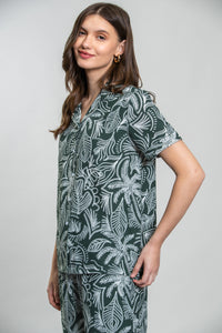 Eden Green Printed Cotton Blend Women's  Pajama Set- Half Sleeves